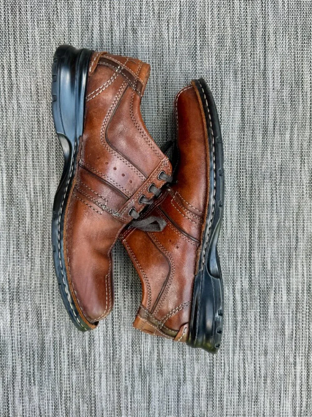Clarks Touareg Vibe Bicycle Toe Oxford Shoes Brown Leather Mens Sz 9m